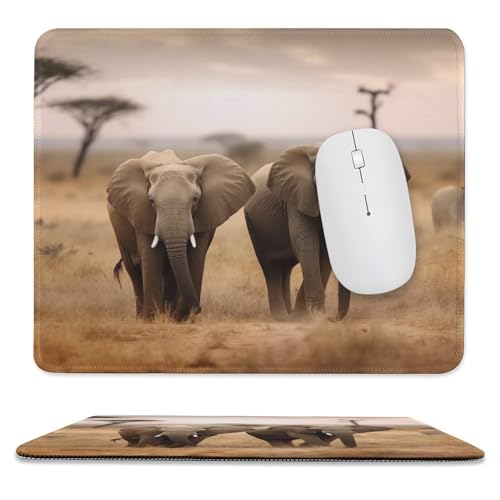 OrcoW Mauspad mit wilden Tieren und Elefanten, mit rutschfester Gummiunterseite, quadratisch, Computer-Mauspad, komfortables Gaming-Mauspad, wasserdichtes Mauspad für Laptop, 9,8 x 11,8 Zoll von OrcoW