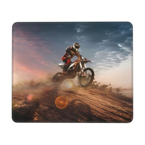 OrcoW Motocross bedrucktes Mauspad, großes Gaming-Mauspad, individuelles Mauspad mit rutschfester Gummiunterseite, wasserdichte Schreibtischunterlage, 21,1 x 26,2 cm von OrcoW