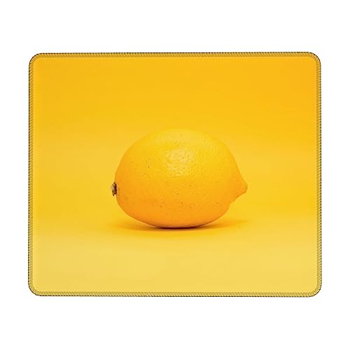 OrcoW Zitrone auf gelbem Hintergrund, bedrucktes Mauspad, großes Gaming-Mauspad, Mausmatte mit rutschfester Gummiunterseite, wasserdichte Schreibtischunterlage, 17,8 x 21,8 cm von OrcoW