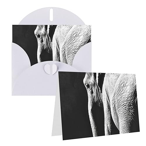 Schwarz-weißer Elefanten-Druck-Grußkarte Dankeskarte Personalisierte Geburtstagskarten Blanko-Karten Mit Umschlägen Für Hochzeiten Einladung Alle Anlässe von OrcoW