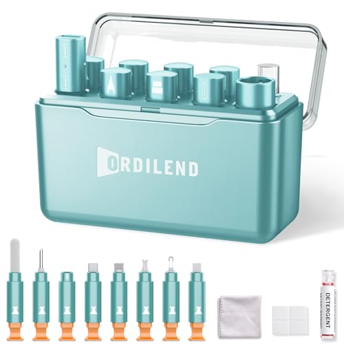 Ordilend Reinigungsset für iPhone, Ladeanschluss-Reiniger, Multi-Tool iPhone-Reiniger, Reparatur-Lightning-Kabel, Handy-Reinigungsset für iPad, Anschluss, Lautsprecher, Airpod mit Aufbewahrungstasche von Ordilend