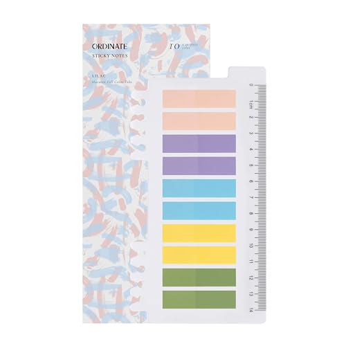 Ordinate 200 Stück Haftnotizen Tabs, Gray Stile Pagemarker Selbstklebend Pastell Beschreibbare Haftstreifen Klebezettel mit Lineal für Seitenmarkierung Lesezeichen (D-200 Stück Lilac) von Ordinate
