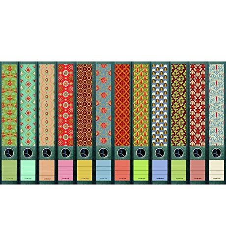 12er Set Ordnerrücken für schmale Ordner Pattern Ordner Aufkleber Etiketten Deko AJ 607 608 von Ordnerrücken Set