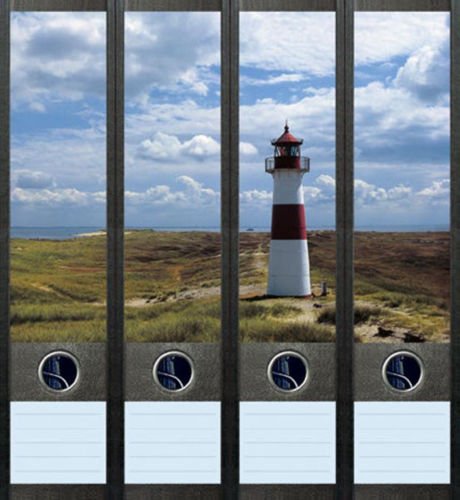 4er Set Ordnerrücken für breite Ordner Leuchtturm Maritim Ordner Aufkleber Etiketten Deko 007 von Ordnerrücken breit