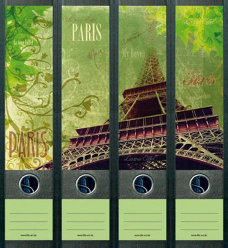 4er Set Ordnerrücken für breite Ordner Paris Eifelturm France Aufkleber Etiketten Deko 464 von Ordnerrücken breit