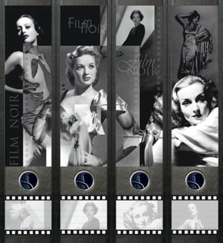 Ordnerrücken breit 4er Set Ordner Film Noir schwarz weiß Aufkleber Etiketten Deko 066 von Ordnerrücken breit
