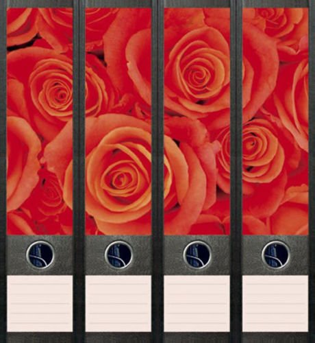 Ordnerrücken breit 4er Set Ordner Rose Rosen Blume Aufkleber Etiketten Deko 011 von Ordnerrücken breit
