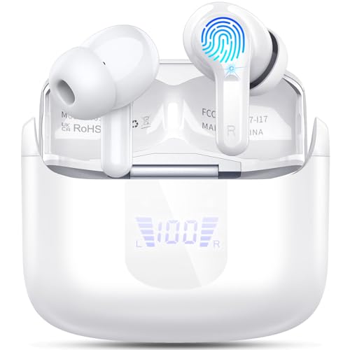 Bluetooth 5.4 Kopfhörer, 2025 Kopfhörer Kabellos Bluetooth, 48Std Tiefer Bass Hi-Fi Stereo Wireless Earbuds, 4 ENC Noise Cancelling Mic, in-ear Ohrhörer mit IP7 Wasserdicht, 3.8g Comfort Fit, USB-C von Ordtop