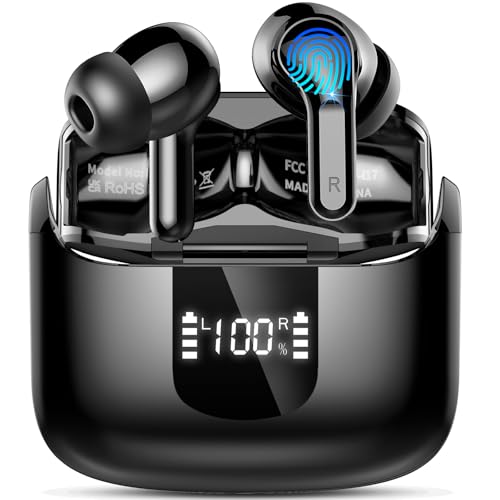 Bluetooth Kopfhörer, 2025 Kopfhörer Kabellos Bluetooth 5.4, 48Std Tiefer Bass Hi-Fi Stereo Wireless Earbuds, 4 ENC Noise Cancelling Mic, in-ear Ohrhörer mit IP7 Wasserdicht, 3.8g Comfort Fit, USB-C von Ordtop