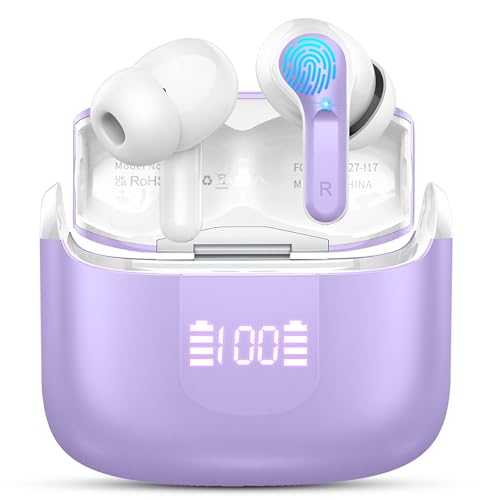 Bluetooth Kopfhörer, Kopfhörer Kabellos Bluetooth 5.3, 48Std Tiefer Bass Hi-Fi Stereo Wireless Earbuds, 4 ENC Noise Cancelling Mic, 3.8g Leicht in-ear Ohrhörer, IP7 Wasserdicht/LED-Anzeige/USB-C von Ordtop