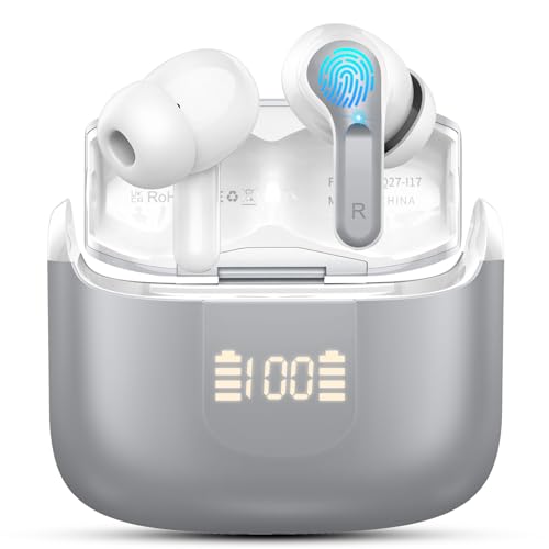 Bluetooth 5.4 Kopfhörer, 2025 Kopfhörer Kabellos Bluetooth, 48Std Tiefer Bass Hi-Fi Stereo Wireless Earbuds, 4 ENC Noise Cancelling Mic, IP7 Wasserdicht, 3.8g Comfort Fit, USB-C in-ear Ohrhörer, Grau Bluetooth 5.4 Kopfhörer, 2025 Kopfhörer Kabellos Bluetooth, 48Std Tiefer Bass Hi-Fi Stereo Wireless Earbuds, 4 ENC Noise Cancelling Mic, IP7 Wasserdicht, 3.8g Comfort Fit, USB-C in-ear Ohrhörer, Grau von Ordtop