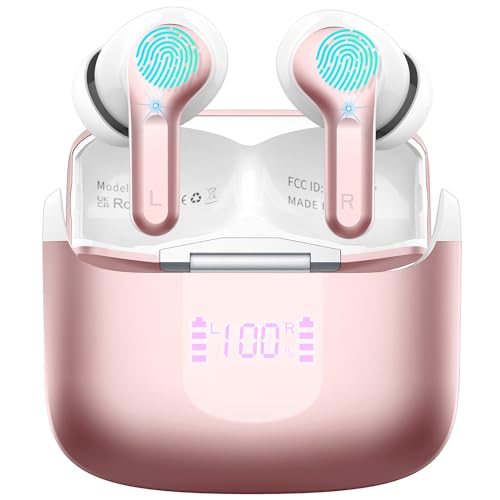 Bluetooth Kopfhörer, Kopfhörer Kabellos Bluetooth 5.3 In Ear Kopfhörer mit 4 Mikrofon, 2023 Neue Kabellose Kopfhörer ENC Noise Cancelling Earbuds mit USB-C, 40H Tiefer Bass Bluetooth Ohrhörer (Rosa) von Ordtop