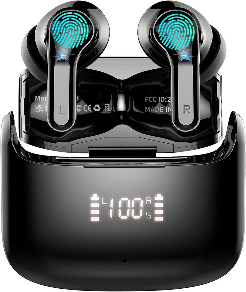 Ordtop mit 4 ENC Mikrofon, IP7 Wasserdicht In-Ear-Kopfhörer (Stressfreie Bedienung mit Touch-Steuerung. Musikwiedergabe, Anrufannahme und Sprachassistentenaktivierung mit einem Fingerdruck., Hochleistungsfähige mit erweitertem Bluetooth,vielseitigen Funktionenz) von Ordtop