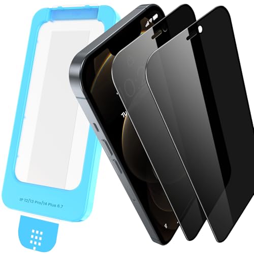 Orealgut 26 Grad Sichtschutz für iPhone 12 Pro Max [Auto-Installation] Full Screen Panzer Schutz Glas Blickschutz Schutzfolie 9H+ Härte Privacy Schutzglas Anti-Spy Displayschutz, 2 Stück von Orealgut