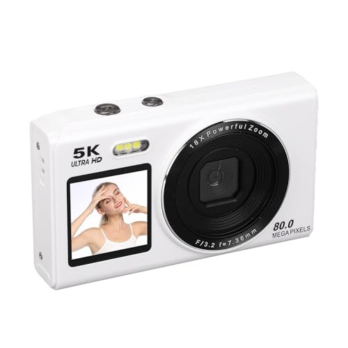 5K Digitalkamera, 80 MP UHD -Dual -Screens -Kamera mit Taschenlampe, 18 -Fach Digitaler Zoom, Autofokus, Selfie -Kamera -Punkt und Dreh Digitalkamera für die Reisefotografie (32GB) von Oreilet