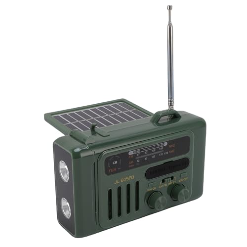 Emergency Handkurbel Radio, AM FM Solar Tragbares Wetter Radio mit Taschenlampe, Solarhandkurbel Ladewetter für Survival Camping Innen Im Freien (OD grün) von Oreilet