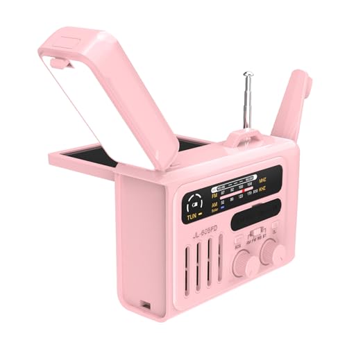 Emergency Handkurbel Radio, AM FM Solar Tragbares Wetter Radio mit Taschenlampe, Solarhandkurbel Ladewetter für Survival Camping Innen Im Freien (Rosenate) von Oreilet
