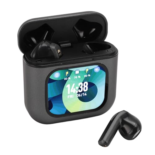 Kabellose Ohrhörer mit Smart Screen Hülle, Bluetooth 5.3 Halb In Ear Kopfhörer mit Touchscreen, ENC Geräuschunterdrückung, MP3 Player, LED Display Ohrhörer für Sporttraining von Oreilet