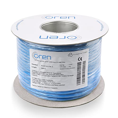 Oren CAT6A 100m Ethernet Kabel – 23 AWG reiner Kupferdraht – 500 MHz Bandbreite U/FTP-Internet-LAN-Netzwerkkabel, halogenfrei, nicht korrosiv – 10 GbE Hochgeschwindigkeit von Oren Kablo