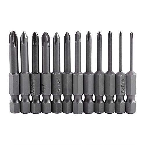 Orenic 12 Stück 50 Mm Lange Schraubendreher-Bits, 1/4-Zoll-Sechskantschaft-Schraubendreher-Bit-Set, Magnetisches Kreuz-Schraubendreher-Bit-Set, Schraubendreher-Bits aus S2-Legierung Für Einfache Handh von Orenic