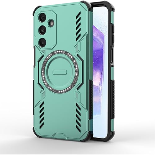 Orgsty Hülle für Samsung Galaxy A55, Kühlung Magnetisch Hülle für Mag Safe Ultra Dünn Wärmeableitung Militärischer stoßfest Handyhülle, Grün von Orgsty