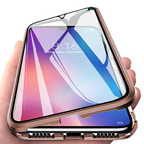 Orgsty Hülle für Samsung Galaxy S22 5G, Magnetische Hartglas Hülle mit Vorderseite und Rückseite, Metallrahmen Case mit Eingebaut Magnet, Ultra Dünn 360 Grad Handyhülle, Rosa von Orgsty