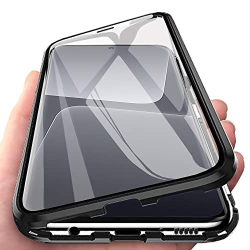 Orgsty Hülle für Xiaomi 13 Pro (6.73"), Magnetische Hartglas Hülle mit Vorderseite und Rückseite, Metallrahmen Case mit Eingebaut Magnet, Ultra Dünn 360 Grad Handyhülle, Schwarz von Orgsty