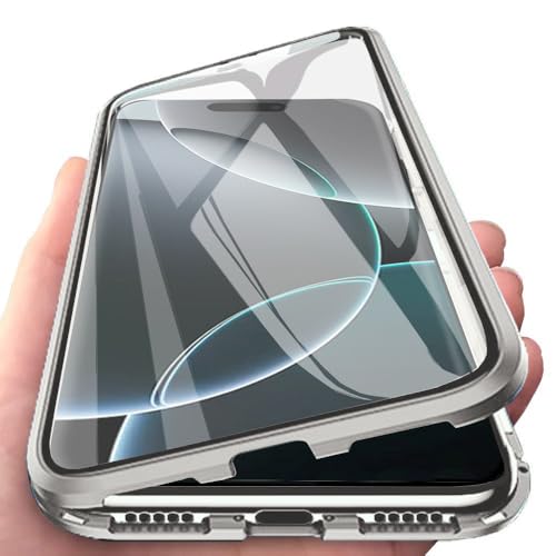Orgsty Hülle für iPhone 16 Pro, Magnetische Hartglas Hülle mit Vorderseite und Rückseite, Metallrahmen Case mit Eingebaut Magnet, Ultra Dünn 360 Grad Handyhülle, Grau Orgsty Hülle für iPhone 16 Pro, Magnetische Hartglas Hülle mit Vorderseite und Rückseite, Metallrahmen Case mit Eingebaut Magnet, Ultra Dünn 360 Grad Handyhülle, Grau von Orgsty
