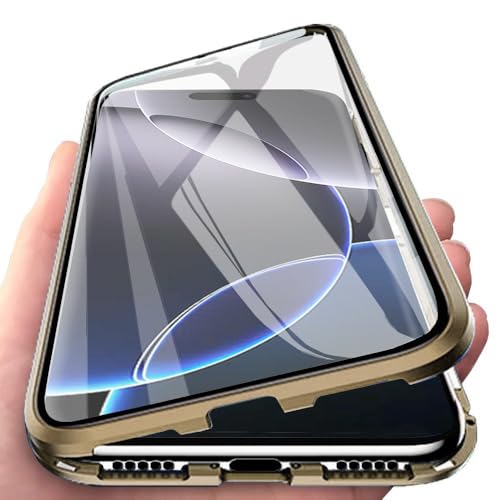 Orgsty Hülle für iPhone 16 Pro Max, Magnetische Hartglas Hülle mit Vorderseite und Rückseite, Metallrahmen Case mit Eingebaut Magnet, Ultra Dünn 360 Grad Handyhülle, Gold Orgsty Hülle für iPhone 16 Pro Max, Magnetische Hartglas Hülle mit Vorderseite und Rückseite, Metallrahmen Case mit Eingebaut Magnet, Ultra Dünn 360 Grad Handyhülle, Gold von Orgsty