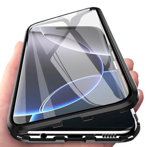 Orgsty Hülle für iPhone 16 Pro Max, Magnetische Hartglas Hülle mit Vorderseite und Rückseite, Metallrahmen Case mit Eingebaut Magnet, Ultra Dünn 360 Grad Handyhülle, Schwarz Orgsty Hülle für iPhone 16 Pro Max, Magnetische Hartglas Hülle mit Vorderseite und Rückseite, Metallrahmen Case mit Eingebaut Magnet, Ultra Dünn 360 Grad Handyhülle, Schwarz von Orgsty