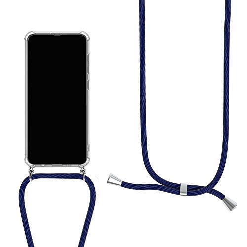 Orgstyle Handykette für Motorola one Hyper Hülle, Necklace Schnur Hülle Weichem Silikon Transparent Schutzhülle mit Band zum umhängen, Blau von Orgstyle