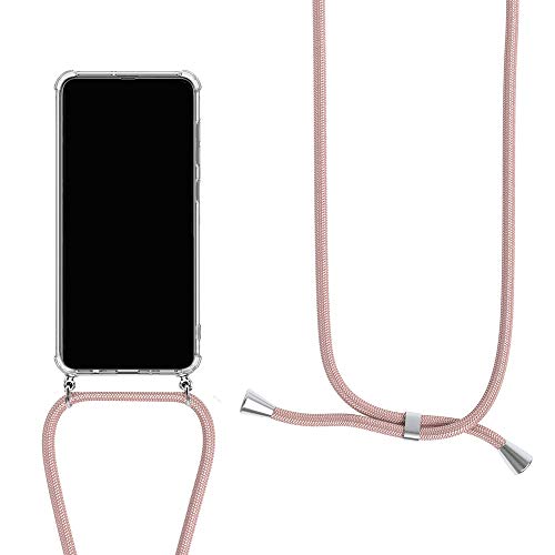Orgstyle Handykette für Nokia 5.1 Plus Hülle, Necklace Schnur Hülle Weichem Silikon Transparent Schutzhülle mit Band zum umhängen, Rose Gold von Orgstyle