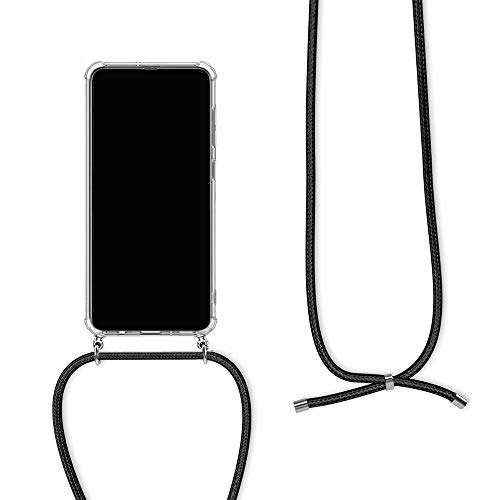 Orgstyle Handykette für OnePlus 6 Hülle, Necklace Schnur Hülle Weichem Silikon Transparent Schutzhülle mit Band zum umhängen, Schwarz von Orgstyle