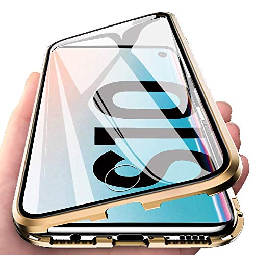 Orgstyle Schutzhülle für Samsung Galaxy S10, magnetische Adsorption, transparent, vorne und hinten, Hartglas, ultradünn, 360 Grad, Schutzhülle, Metallrahmen, integrierter Magnet, goldfarben + Schwarz Orgstyle Schutzhülle für Samsung Galaxy S10, magnetische Adsorption, transparent, vorne und hinten, Hartglas, ultradünn, 360 Grad, Schutzhülle, Metallrahmen, integrierter Magnet, goldfarben + Schwarz von Orgstyle