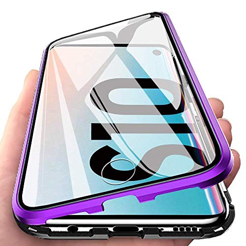 Orgstyle Schutzhülle für Samsung Galaxy S10, magnetische Adsorption, transparent, vorne und hinten, Hartglas, ultradünn, 360 Grad, Schutzhülle mit Metallrahmen, integrierter Magnet, Violett + Schwarz Orgstyle Schutzhülle für Samsung Galaxy S10, magnetische Adsorption, transparent, vorne und hinten, Hartglas, ultradünn, 360 Grad, Schutzhülle mit Metallrahmen, integrierter Magnet, Violett + Schwarz von Orgstyle