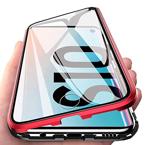 Orgstyle Schutzhülle für Samsung Galaxy S10, magnetische Adsorption, transparent, vorne und hinten, Hartglas, ultradünn, 360 Grad, Schutzhülle mit Metallrahmen, integrierter Magnet, Rot + Schwarz Orgstyle Schutzhülle für Samsung Galaxy S10, magnetische Adsorption, transparent, vorne und hinten, Hartglas, ultradünn, 360 Grad, Schutzhülle mit Metallrahmen, integrierter Magnet, Rot + Schwarz von Orgstyle