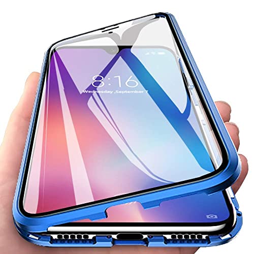Orgstyle Hülle für Samsung Galaxy S20 FE, Magnetische Hartglas Hülle mit Vorderseite und Rückseite, Metallrahmen Case mit Eingebaut Magnet, Ultra Dünn 360 Grad Handyhülle, Blau - 6.5 Zoll von Orgstyle