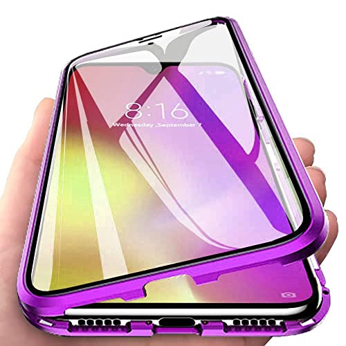 Orgstyle Hülle für Samsung Galaxy S20 FE, Magnetische Hartglas Hülle mit Vorderseite und Rückseite, Metallrahmen Case mit Eingebaut Magnet, Ultra Dünn 360 Grad Handyhülle, Lila - 6.5 Zoll von Orgstyle