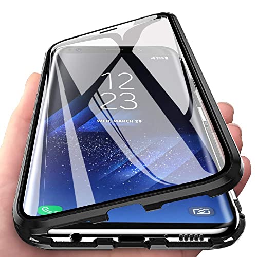Orgstyle Schutzhülle für Samsung Galaxy A51, magnetische Adsorption, ultradünn, 360 °, Schutzhülle vorne und hinten, Hartglas, transparent, metallisch, stoßfest, Schwarz von Orgstyle