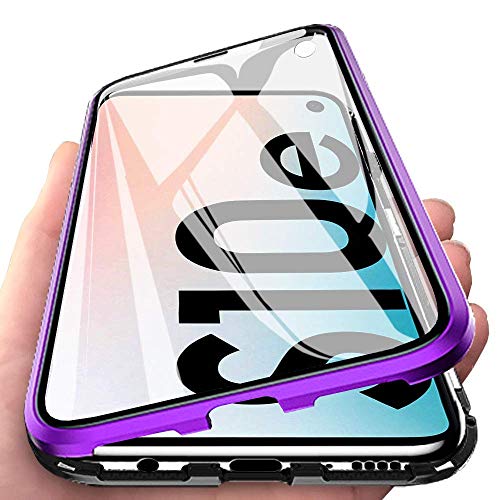 Orgstyle Schutzhülle für Samsung Galaxy S10e, magnetische Adsorption, transparent, vorne und hinten, Hartglas, ultradünn, 360 Grad, Schutzhülle mit Metallrahmen, integrierter Magnet, Violett + Schwarz Orgstyle Schutzhülle für Samsung Galaxy S10e, magnetische Adsorption, transparent, vorne und hinten, Hartglas, ultradünn, 360 Grad, Schutzhülle mit Metallrahmen, integrierter Magnet, Violett + Schwarz von Orgstyle