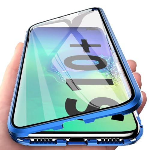 Orgstyle Schutzhülle für Samsung Galaxy S10 Plus, magnetische Adsorption, transparent, vorne und hinten, Hartglas, ultradünn, 360 Grad, Schutzhülle, Metallrahmen, integrierter Magnet, Blau + Schwarz Orgstyle Schutzhülle für Samsung Galaxy S10 Plus, magnetische Adsorption, transparent, vorne und hinten, Hartglas, ultradünn, 360 Grad, Schutzhülle, Metallrahmen, integrierter Magnet, Blau + Schwarz von Orgstyle