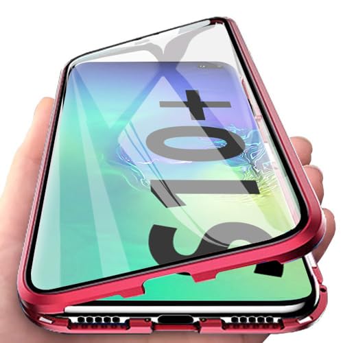 Orgstyle Schutzhülle für Samsung Galaxy S10 Plus, magnetische Adsorption, transparent, vorne und hinten, Hartglas, ultradünn, 360 Grad, Schutzhülle, Metallrahmen, integrierter Magnet, Rot + Schwarz Orgstyle Schutzhülle für Samsung Galaxy S10 Plus, magnetische Adsorption, transparent, vorne und hinten, Hartglas, ultradünn, 360 Grad, Schutzhülle, Metallrahmen, integrierter Magnet, Rot + Schwarz von Orgstyle