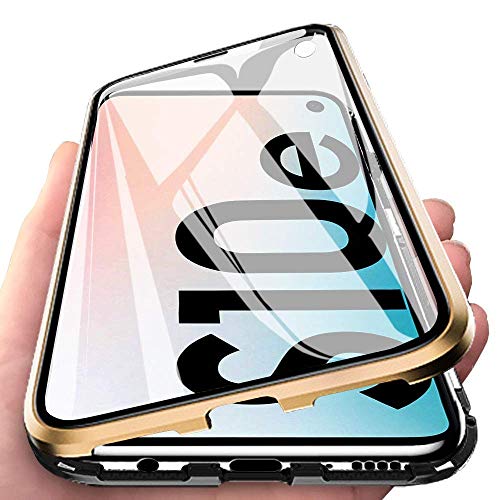 Orgstyle Schutzhülle für Samsung Galaxy S10e, magnetische Adsorption, transparent, vorne und hinten, Hartglas, ultradünn, 360 Grad, Schutzhülle, Metallrahmen, integrierter Magnet, goldfarben + Schwarz Orgstyle Schutzhülle für Samsung Galaxy S10e, magnetische Adsorption, transparent, vorne und hinten, Hartglas, ultradünn, 360 Grad, Schutzhülle, Metallrahmen, integrierter Magnet, goldfarben + Schwarz von Orgstyle