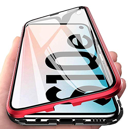 Orgstyle Schutzhülle für Samsung Galaxy S10e, magnetische Adsorption, transparent, vorne und hinten, Hartglas, ultradünn, 360 Grad, Schutzhülle mit Metallrahmen, integrierter Magnet, Rot + Schwarz Orgstyle Schutzhülle für Samsung Galaxy S10e, magnetische Adsorption, transparent, vorne und hinten, Hartglas, ultradünn, 360 Grad, Schutzhülle mit Metallrahmen, integrierter Magnet, Rot + Schwarz von Orgstyle