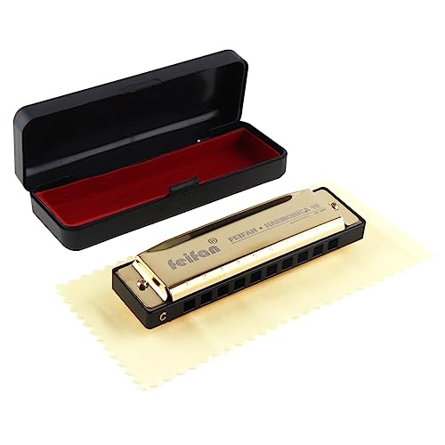 OriGlam Blues Harp Mundharmonika C Tonart, diatonisch 10 Löcher 20 Melodien Mundharmonika Mundorgel Tonart C Mundharmonika C für Anfänger Erwachsene mit Etui und Reinigungstuch OriGlam Blues Harp Mundharmonika C Tonart, diatonisch 10 Löcher 20 Melodien Mundharmonika Mundorgel Tonart C Mundharmonika C für Anfänger Erwachsene mit Etui und Reinigungstuch von OriGlam
