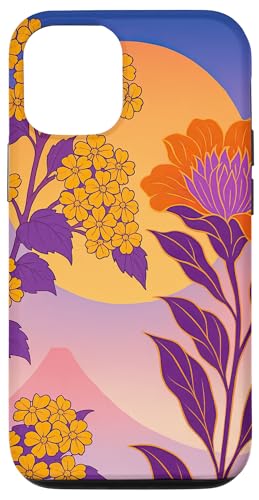 Boho Orientalisch Berge Sonne Floral Lila Flieder Hülle für iPhone 12/12 Pro von Oriental Retro Art