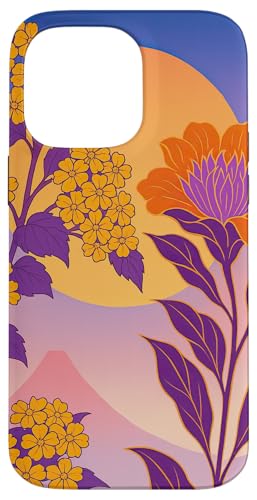 Boho Orientalisch Berge Sonne Floral Lila Flieder Hülle für iPhone 14 Pro Max von Oriental Retro Art