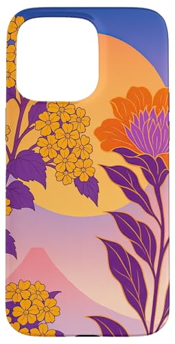Boho Orientalisch Berge Sonne Floral Lila Flieder Hülle für iPhone 15 Pro Max von Oriental Retro Art