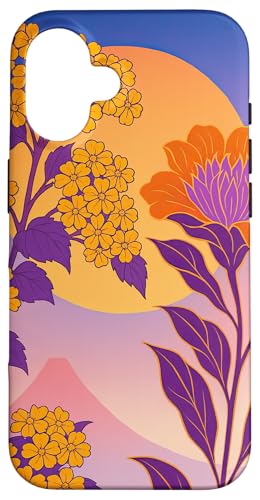 Boho Orientalisch Berge Sonne Floral Lila Flieder Hülle für iPhone 16 von Oriental Retro Art