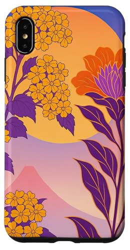 Boho Orientalisch Berge Sonne Floral Lila Flieder Hülle für iPhone XS Max von Oriental Retro Art